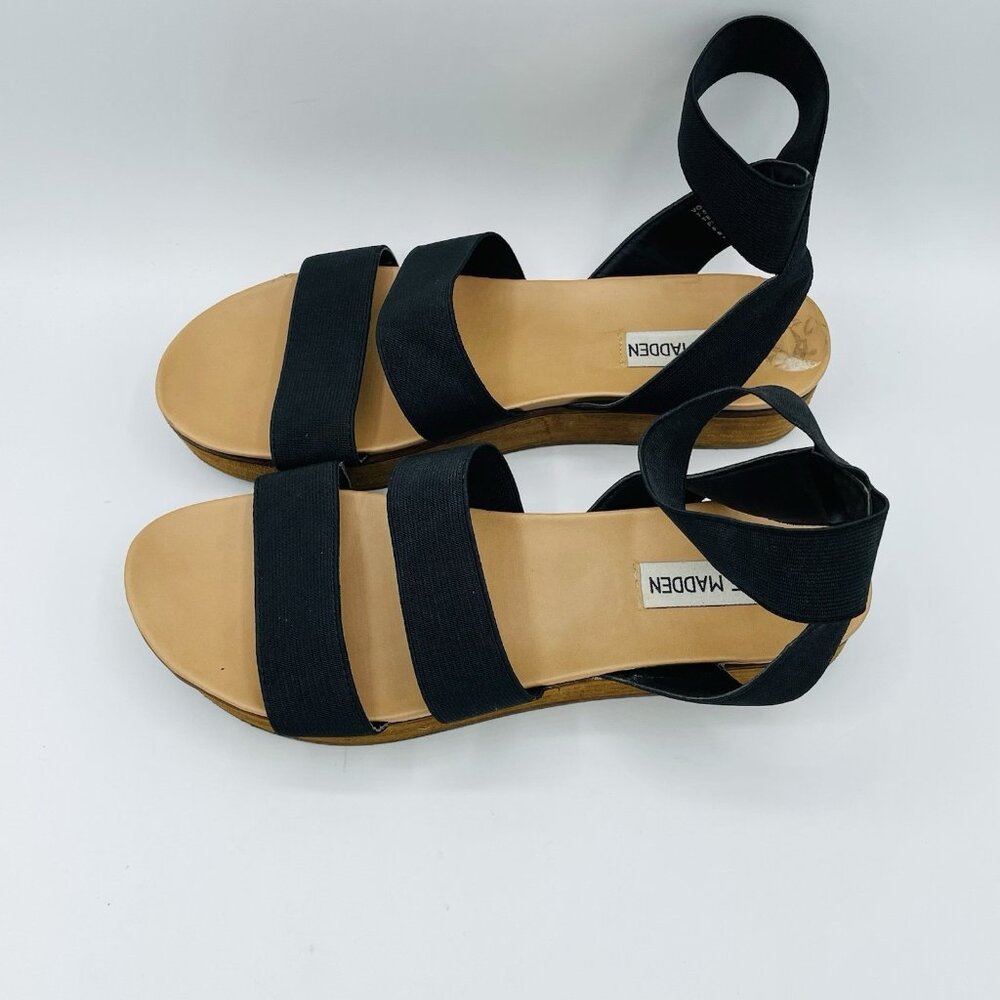 Steve Madden Shoes Womens Size 7.5 M Black Vonte Platform Sandals Ankle Strap - Picture 6 of 11